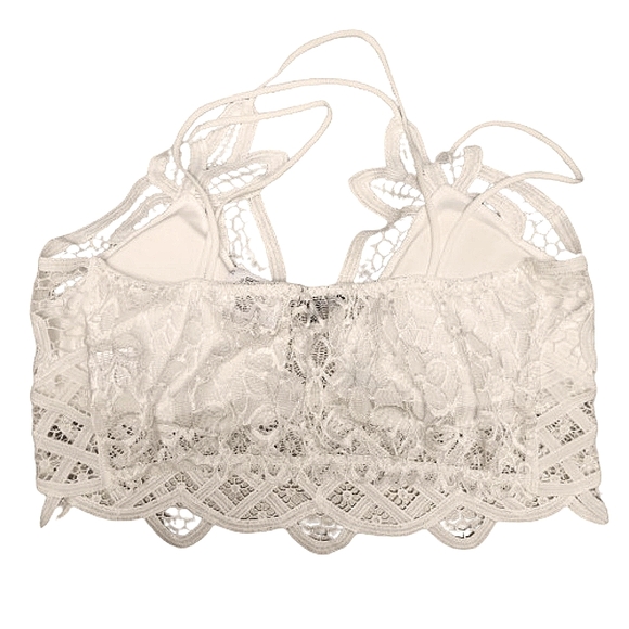 PRETTY ☆ WHITE ☆ BATTENBERG STYLE LACE ☆ BRALETTE TOP ☆ NWT - Picture 6 of 9